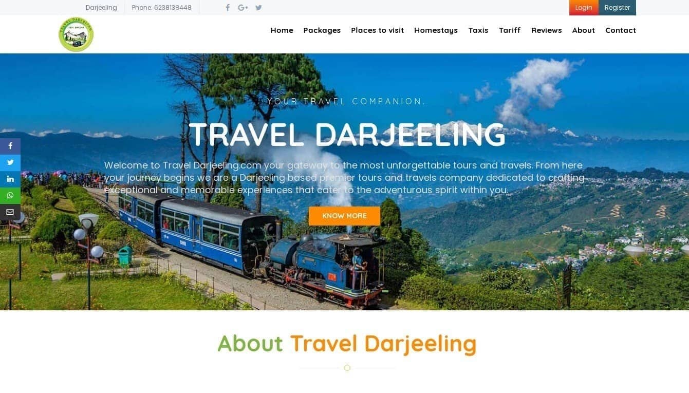 Travel Darjeling Website Design