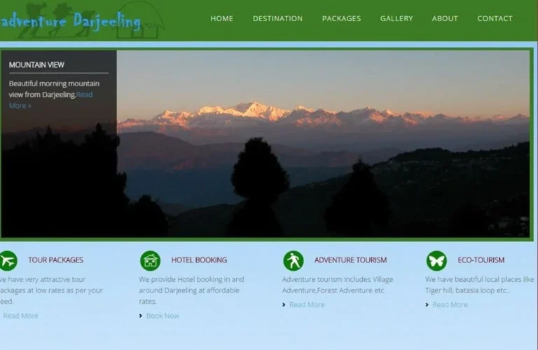 Website design for Adventure Darjeeling by Darjeeling Informatics