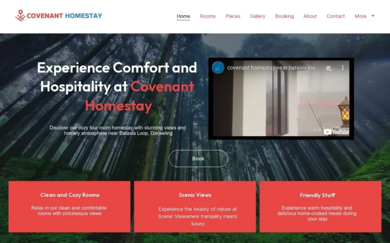 Website design for Covenant Homestay by Darjeeling Informatics