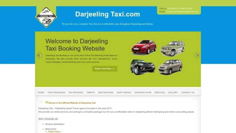 Website design for Darjeeling Taxi Booking by Darjeeling Informatics