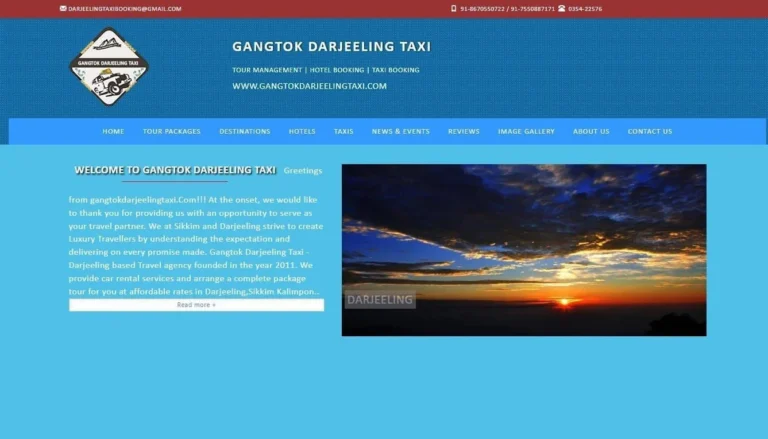 Website design for Gangtok Darjeeling Taxi by Darjeeling Informatics