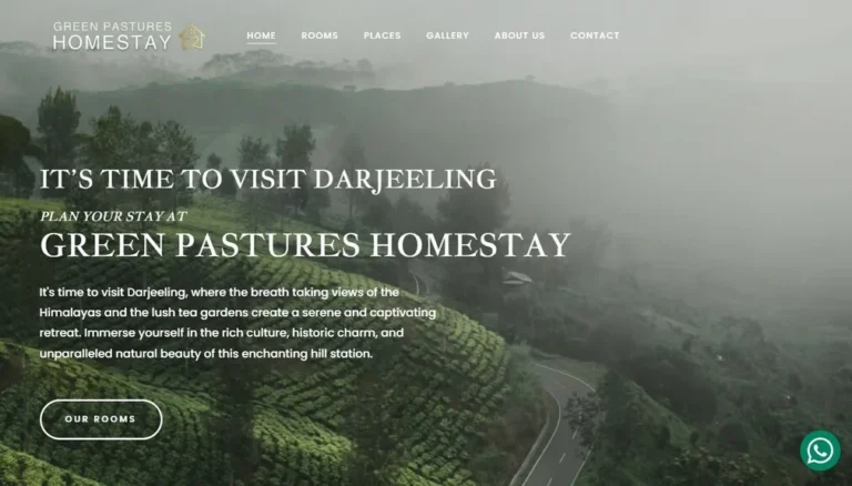 Website design for Green Pastures Homestay by Darjeeling Informatics