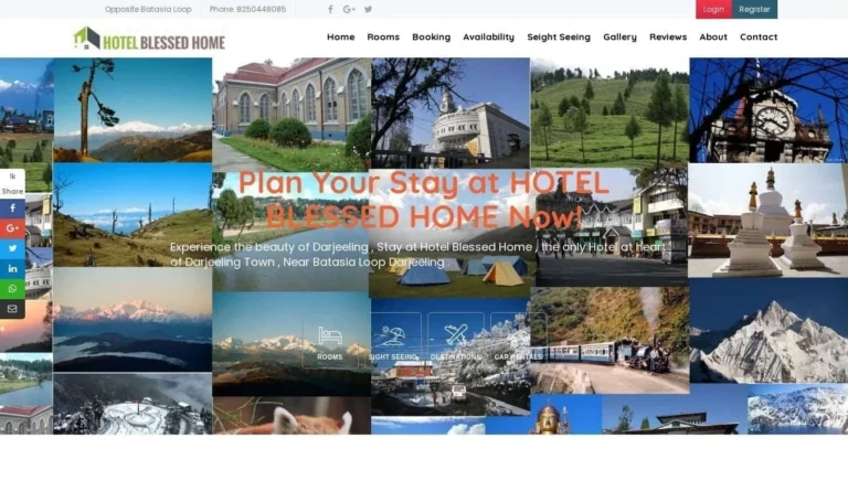 Website design for Hotel Blessed by Darjeeling Informatics