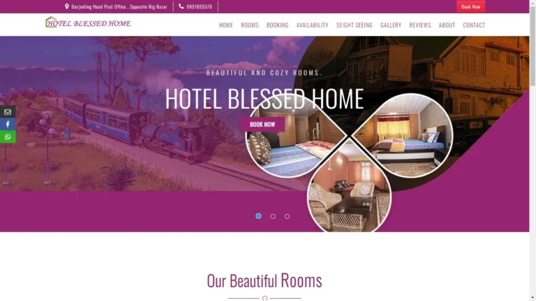 Website design for Hotel Blessed Home by Darjeeling Informatics
