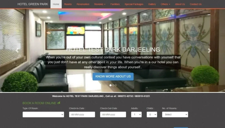 Hotel Green Park Darjeeling website design