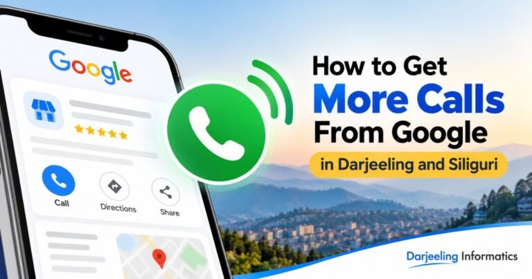 Google Business Profile on a phone with call button, to get more calls from Google in Darjeeling and Siliguri