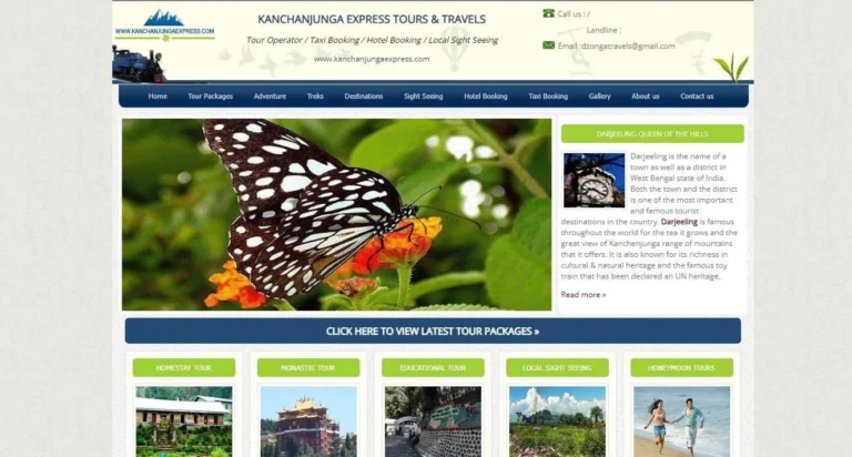 Website design for Nature tourism website by Darjeeling Informatics