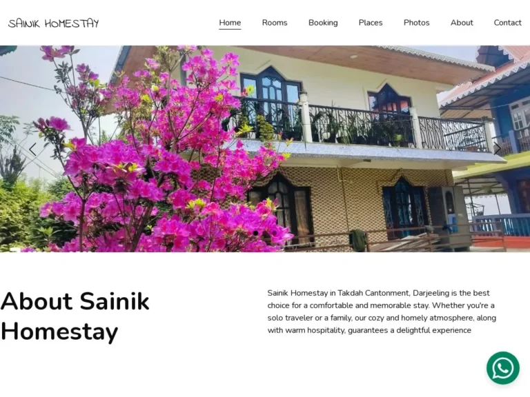 Website design for Sainik Homestay by Darjeeling Informatics