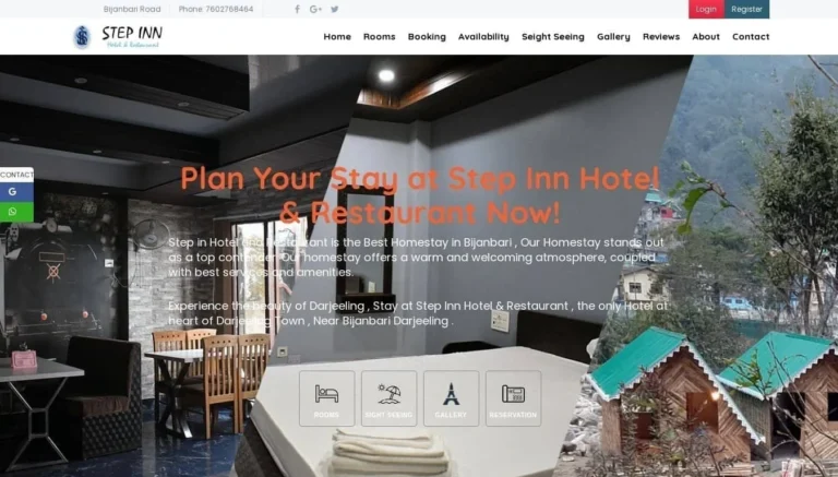 Website design for Step In Homestay Bijanbari by Darjeeling Informatics