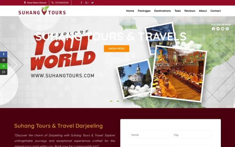 Website design for Suhang Tours and Travels by Darjeeling Informatics